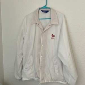 Monty’s Steak & Fish House Vintage White Jacket Windbreaker Mens Size XL Cali